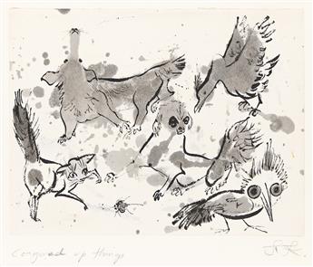 JULIET KEPES (1919 - 1979, BRITISH/AMERICAN) Untitled (Crane with Flowers) and Conjured Up Things.